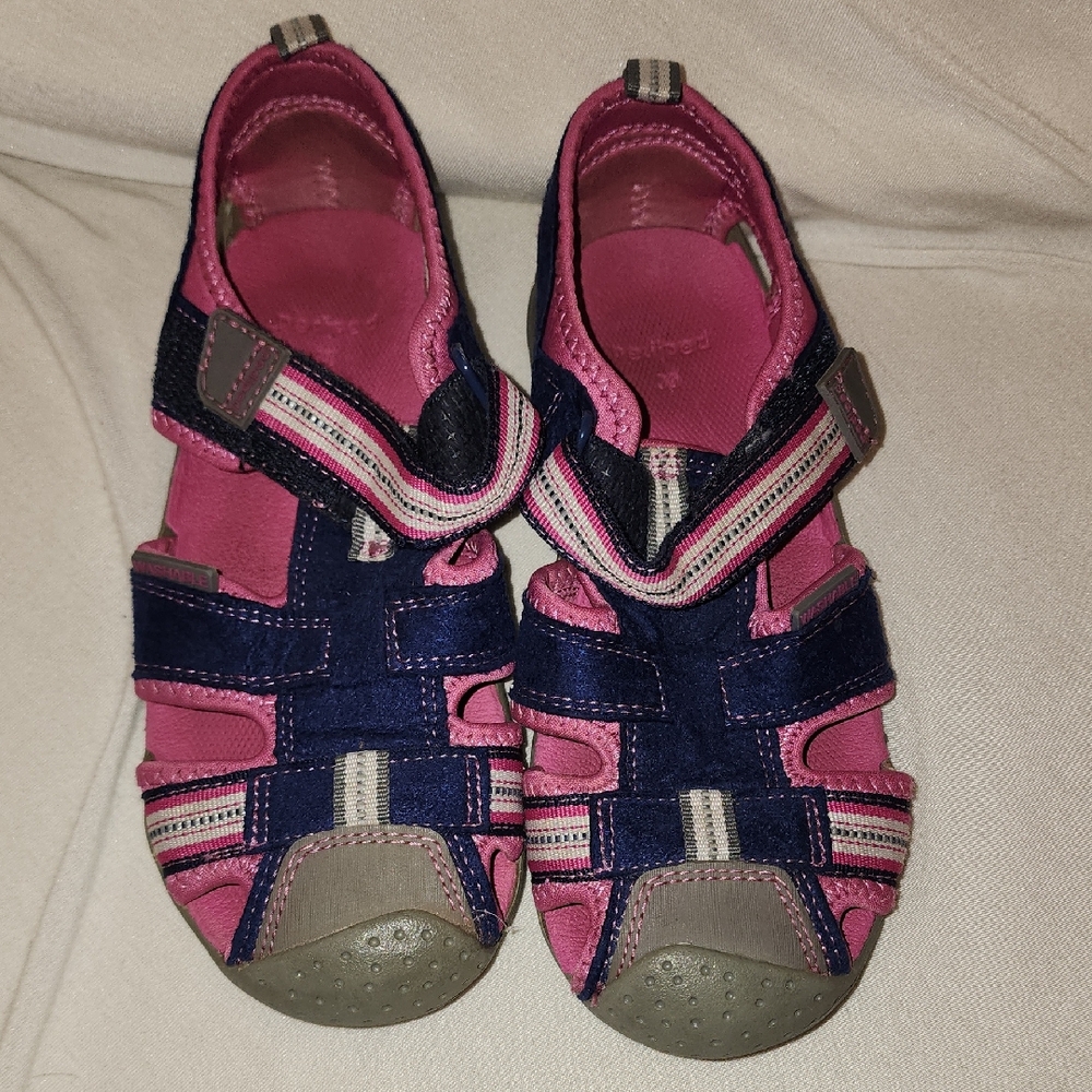 pediped Pink and Navy Kids Sandals